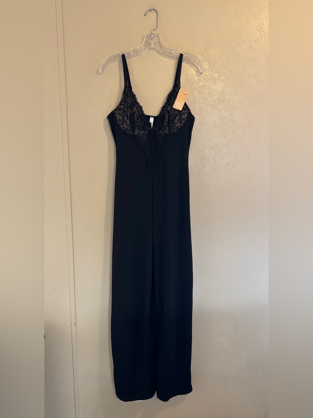 NWT Popilush Shapewear Lace Deep V-Neck Sculpting Wide Leg Jumpsuit sz L